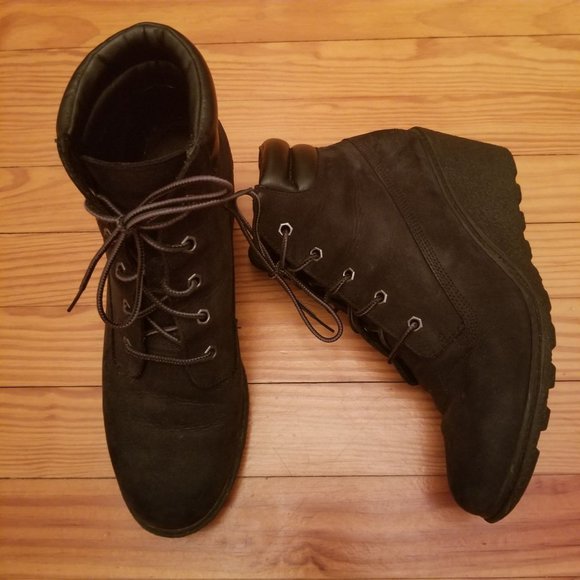 Timberland 10 Black Booties Wedge Ankle Boots Leather 6 in Chukka AMSTON - Picture 3 of 8